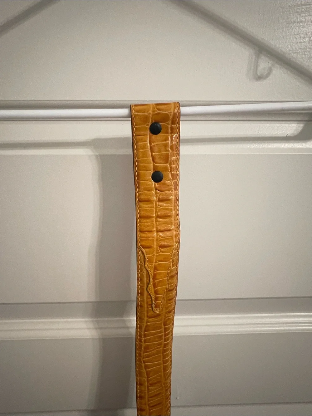 Tan Croc-Embossed Leather Belt - 44in long